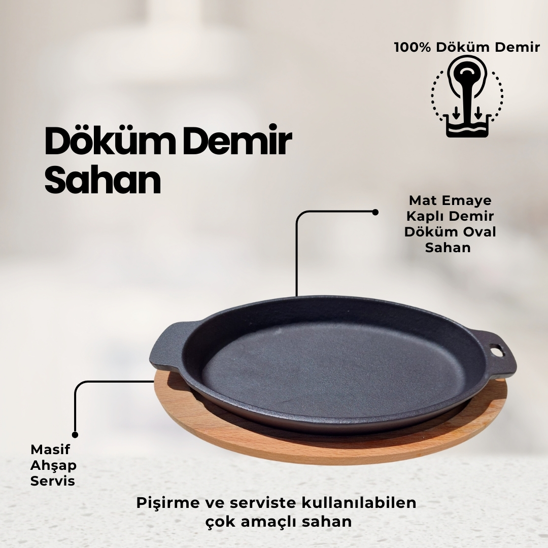 11*18%20cm%20Döküm%20Demir%20Oval%20Fajita,%20Pişirme%20ve%20Servis%20Tabağı,%20Emaye%20Kaplı